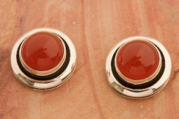Genuine Carnelian Sterling Silver Post Earrings by Navajo Artist Atrie Yellowhorse
